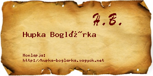 Hupka Boglárka névjegykártya
